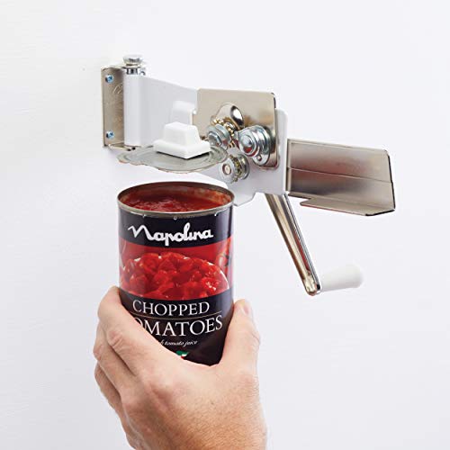 KitchenCraft KC609WH Swing-A-Way Wall Mounted Can Opener - Tin Opener with Magnetic Lid Lifter, Metal, 17.5 x 8 x 7 cm