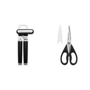 kitchenaid classic multifunction can opener/bottle opener, 8.34-inch, black & all purpose shears with protective sheath, one size, black