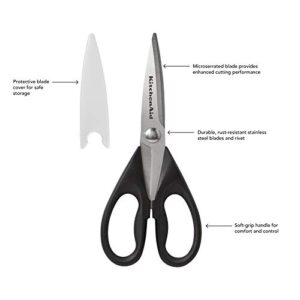 KitchenAid Classic Multifunction Can Opener/Bottle Opener, 8.34-Inch, Black & All Purpose Shears with Protective Sheath, One Size, Black