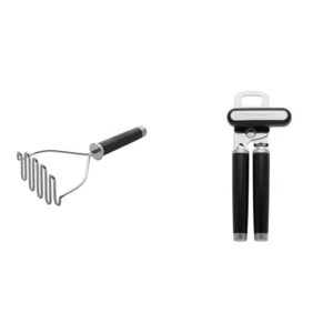 kitchenaid gourmet stainless steel wire masher, 10.24-inch, black & classic multifunction can opener / bottle opener, 8.34-inch, black