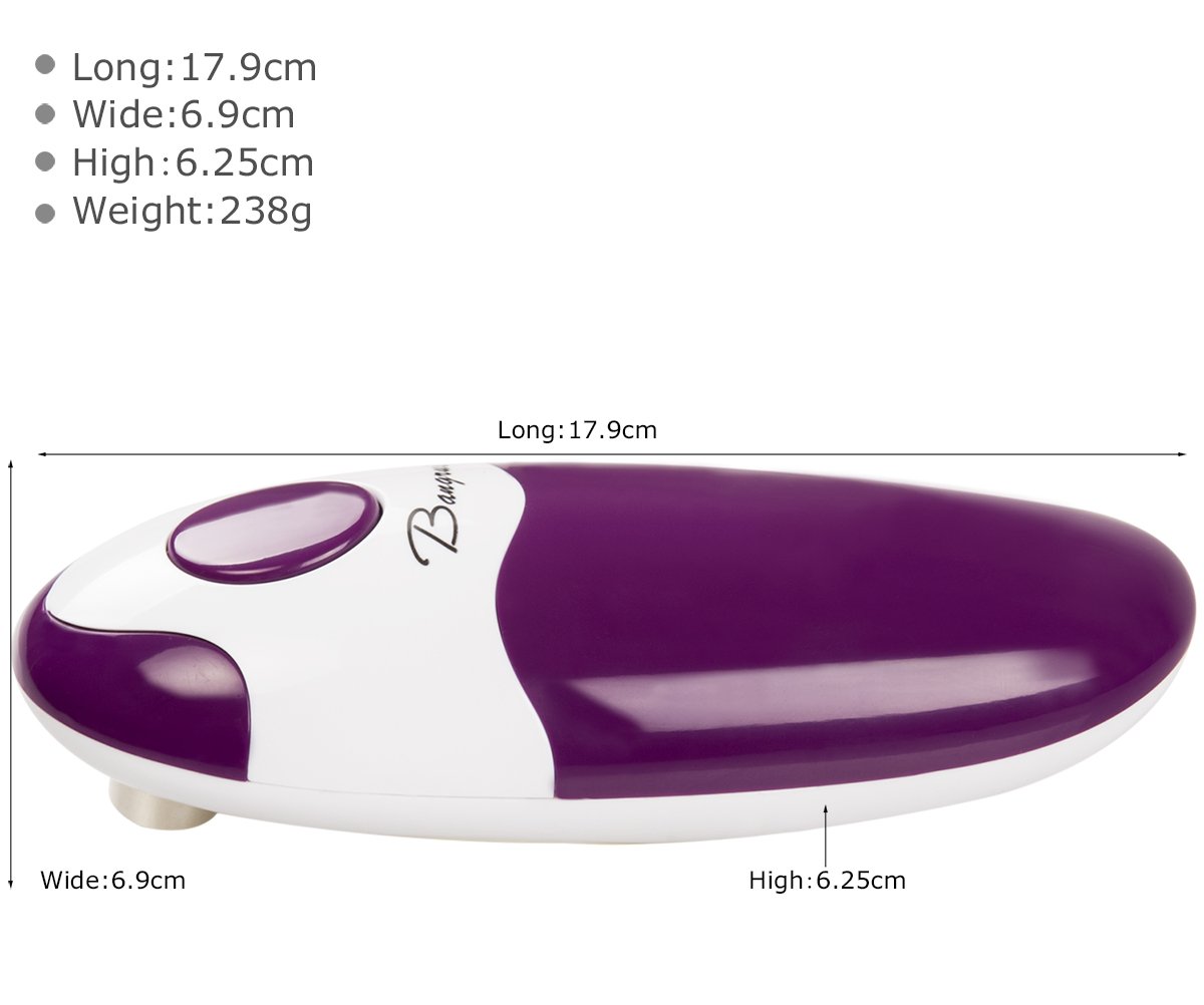 BangRui Smooth Soft Edge Electric Can Opener with One-Button Start and One-Button Manual Stop (Purple)