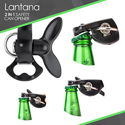 Lantana 2 in 1 Safety Manual Can Opener (Smooth Edge) & Bottle Opener - Black/Stainless Steel