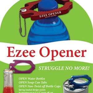 Ezee Opener - (Blue) Aluminum Keychain Multi use opener - perfect for arthritis and weak hands - opens to 2 1/2" dia.