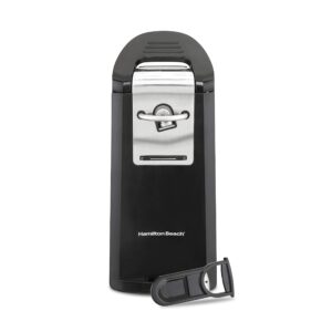 hamilton beach smooth touch electric automatic can opener easy push down lever, for all standard-size and pop-top, extra tall, with bottle opening accessory and built-in knife sharpener, black