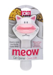 joie meow cat-themed safety lid can opener, leaves no sharp edges, white (12498), one size