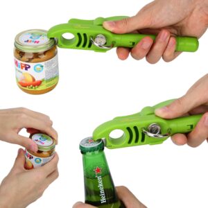 Home Kitchen Restaurant Safety Bottle Jar Wine Manual Can Opener&Bangrui Professional 4-in-1 Can Opener keeps smooth edges. With a corkscrew folded in the lever. Best Gadget for Kitchen Use (Green)