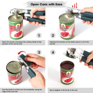Zinc Alloy Premium Wing Corkscrew Wine Opener and Heavy Duty Handheld Can Opener Manual Smooth Edge with Multifunctional Bottle Openers
