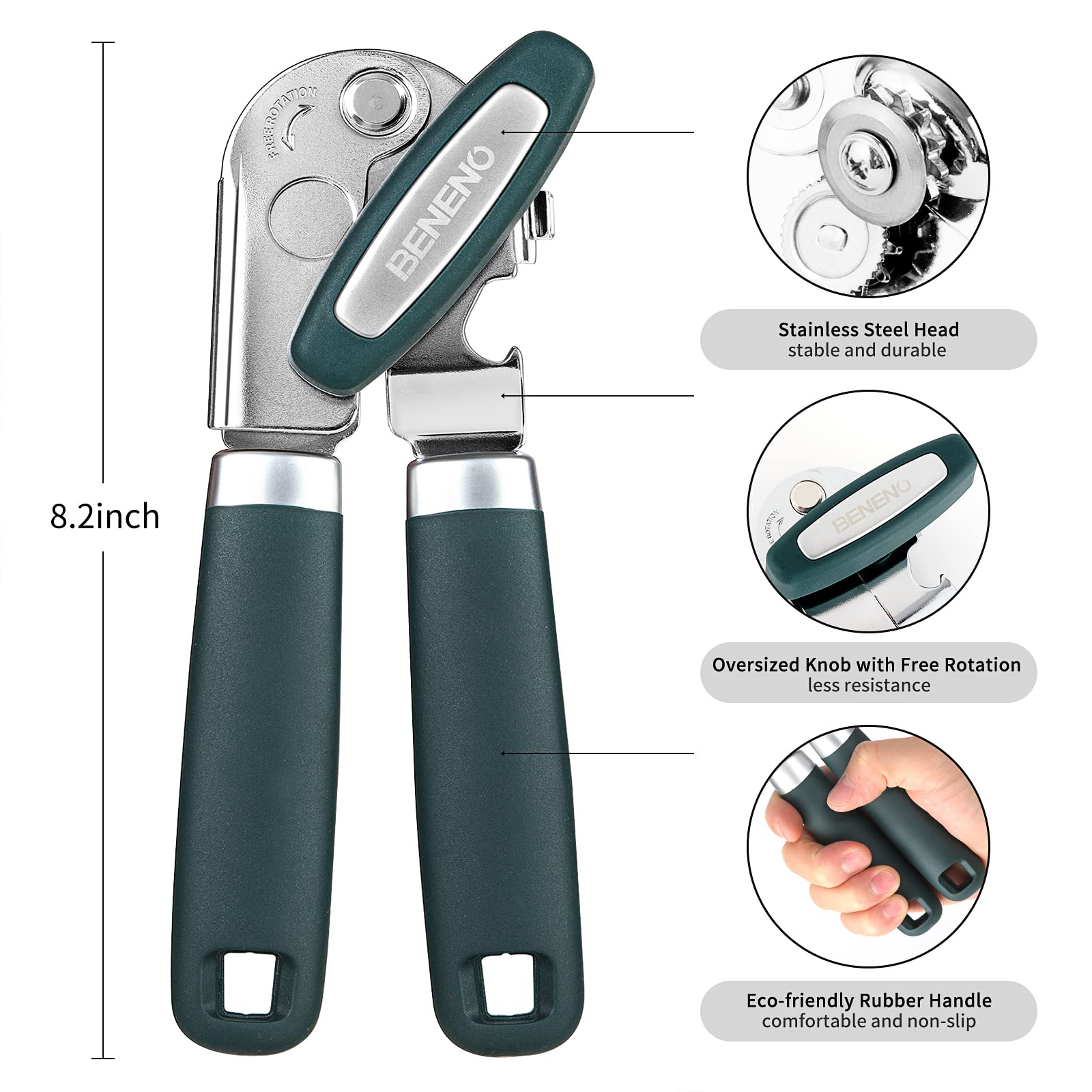 Zinc Alloy Premium Wing Corkscrew Wine Opener and Heavy Duty Handheld Can Opener Manual Smooth Edge with Multifunctional Bottle Openers