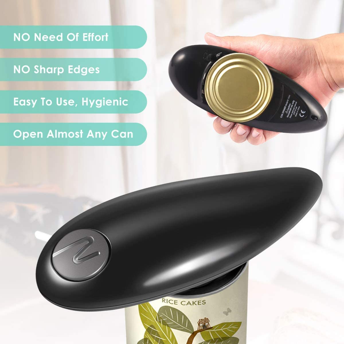 Hands Free Battery Operated Electric Can Opener Open Most Can Smooth Edge, Automatic Can Opener for Seniors, Arthritis, and Chefs, Electric Can Openers for Kitchen Food-Safe Magnetic Catches Cover