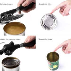 NLAAHCE Can Opener Smooth Edge - Safety Can Opener Manual, Handheld Can Opener features Ergonomics Design for Seniors with Arthritis and Weak Hands, with Bottle Opener Set