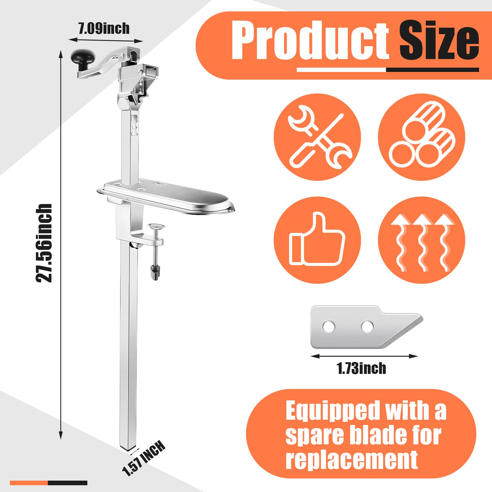Manual Table Can Opener Commercial Can Opener Heavy Duty Professional Industrial Can Opener for Big Cans with Plated Steel Base and Stainless Steel Blade for Cans up to 17 Inch Tall Kitchen Restaurant