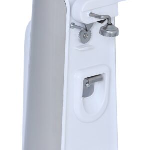 Brentwood J-30W Tall Electric Can Opener with Knife Sharpener & Bottle Opener, White