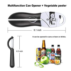 ZEVEZ Can Opener Manual Durable Stainless Steel Can Openers for Seniors with Arthritis Smooth Edge Ultra Sharp Cutting Tools Commercial Can Opener with 1 Vegetable Peeler