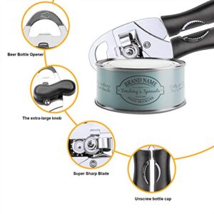 ZEVEZ Can Opener Manual Durable Stainless Steel Can Openers for Seniors with Arthritis Smooth Edge Ultra Sharp Cutting Tools Commercial Can Opener with 1 Vegetable Peeler