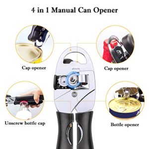 ZEVEZ Can Opener Manual Durable Stainless Steel Can Openers for Seniors with Arthritis Smooth Edge Ultra Sharp Cutting Tools Commercial Can Opener with 1 Vegetable Peeler