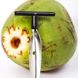 2 qty - Ken's CocoMon Coconut Opener Tool for Fresh GREEN Young Fruit Black Rubber Handle EZ Easy Grip SAFE (2 CocoMons)