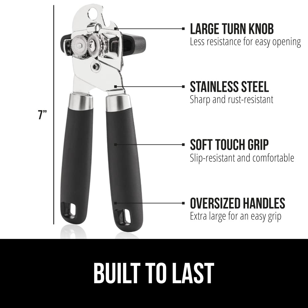 Gorilla Grip Manual Hand Held Can Opener and Flexible Cutting Boards Set of 4, Rust Proof Lid Openers for Kitchen in Black, Durable Food Chopping Boards in Multicolor, 2 Item Bundle