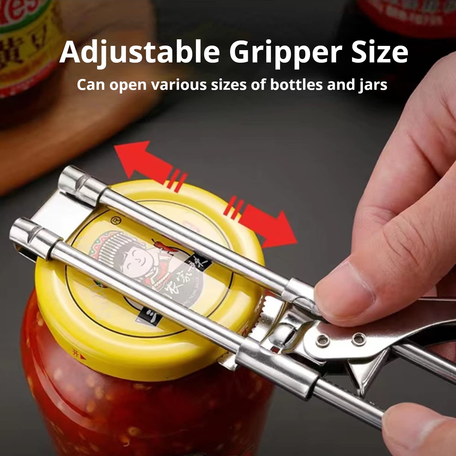 Adjustable Jar Opener, Multifunctional Stainless Steel Manual Bottle Opener, Can Opener Jar Lid Gripper, Lid Remover Tool, Kitchen Accessories For Seniors Chilren Women