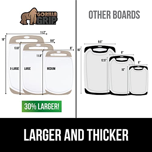 Gorilla Grip Cutting Boards Set of 3 and Manual Can Opener, Cutting Boards Are Slip Resistant, Can Opener Includes Built in Bottle Opener, Both in Almond Color, 2 Item Bundle