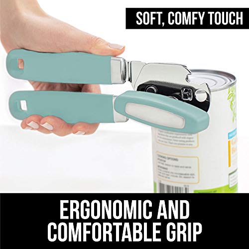 Gorilla Grip Manual Can Opener and Silicone Oven Mitts, Manual Can Opener Includes Built In Bottle Opener, Oven Mitts are 14.5 Inch, Both in Mint Color, 2 Item Bundle