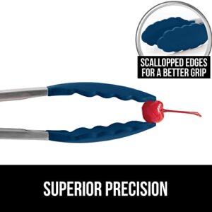 Gorilla Grip Silicone Tongs Set of 2 and Manual Can Opener, Silicone Tongs Are 9 and 12 Inch, Can Opener Includes Built in Bottle Opener, Both in Blue Color, 2 Item Bundle