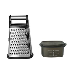 KitchenAid Gourmet 4-Sided Stainless Steel Box Grater with Detachable Storage Container, 10 inches tall, Black & Classic Multifunction Can Opener / Bottle Opener, 8.34-Inch, Black