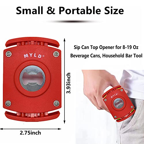 MYLD Beer Can Opener, Soda Can Opener, Can Opener Manual, Can Cutter Top Remover, Handheld Safety Manual Can Opener, Pulls the Top Off (Red) (Fine)