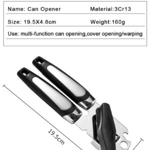 ANDILL Can Opener Manual, Good Grips Anti-slip Hand Grip, Stainless Steel Sharp Blade, with Large Turn Knob, Black/Silver, 8.26 x 2.36 x 2