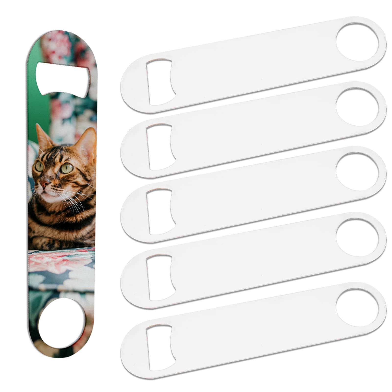 MR.R 6 Pieces Sublimation Blanks White Color Stainless Steel Metal Opener, Solid and Durable Beer Openers, White Color