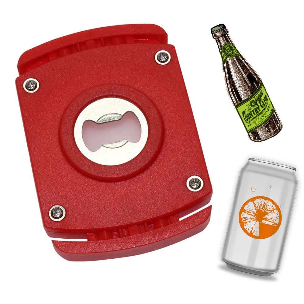 Two-in-one Manual Cutting Can Opener for Beer, Iced Coffee, Soda, Canned Wine & Cocktails, Energy Drinks Can Top Remover for 8-19 Oz Beverage Cans, Household Bar Tool(Red)