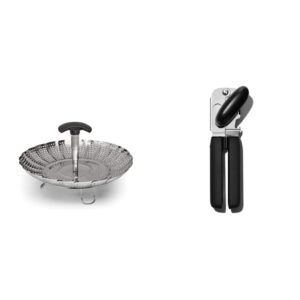 oxo good grips stainless steel steamer with extendable handle & good grips soft-handled manual can opener
