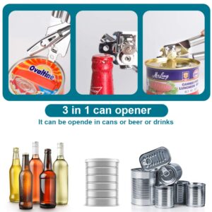 Can Opener Manual, Professional Food-Safe Stainless Steel Can Opener, Easy to Use for Kitchenaid, Can Opener/Jar/Bottle Opener with Smooth Edge(2 Spare Blades)