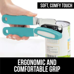 Gorilla Grip Manual Can Opener and Silicone Oven Mitts, Manual Can Opener Includes Built In Bottle Opener, Oven Mitts are 14.5 Inch, Both in Turquoise Color, 2 Item Bundle