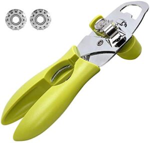 can opener, 4 in 1 manual can opener multifunctional heavy duty handheld can openers with comfy grip food-safe stainless steel, smooth edge for elderly with arthritis