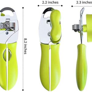 Can Opener, 4 in 1 Manual Can Opener Multifunctional Heavy Duty Handheld Can Openers with Comfy Grip Food-Safe Stainless Steel, Smooth Edge for Elderly with Arthritis