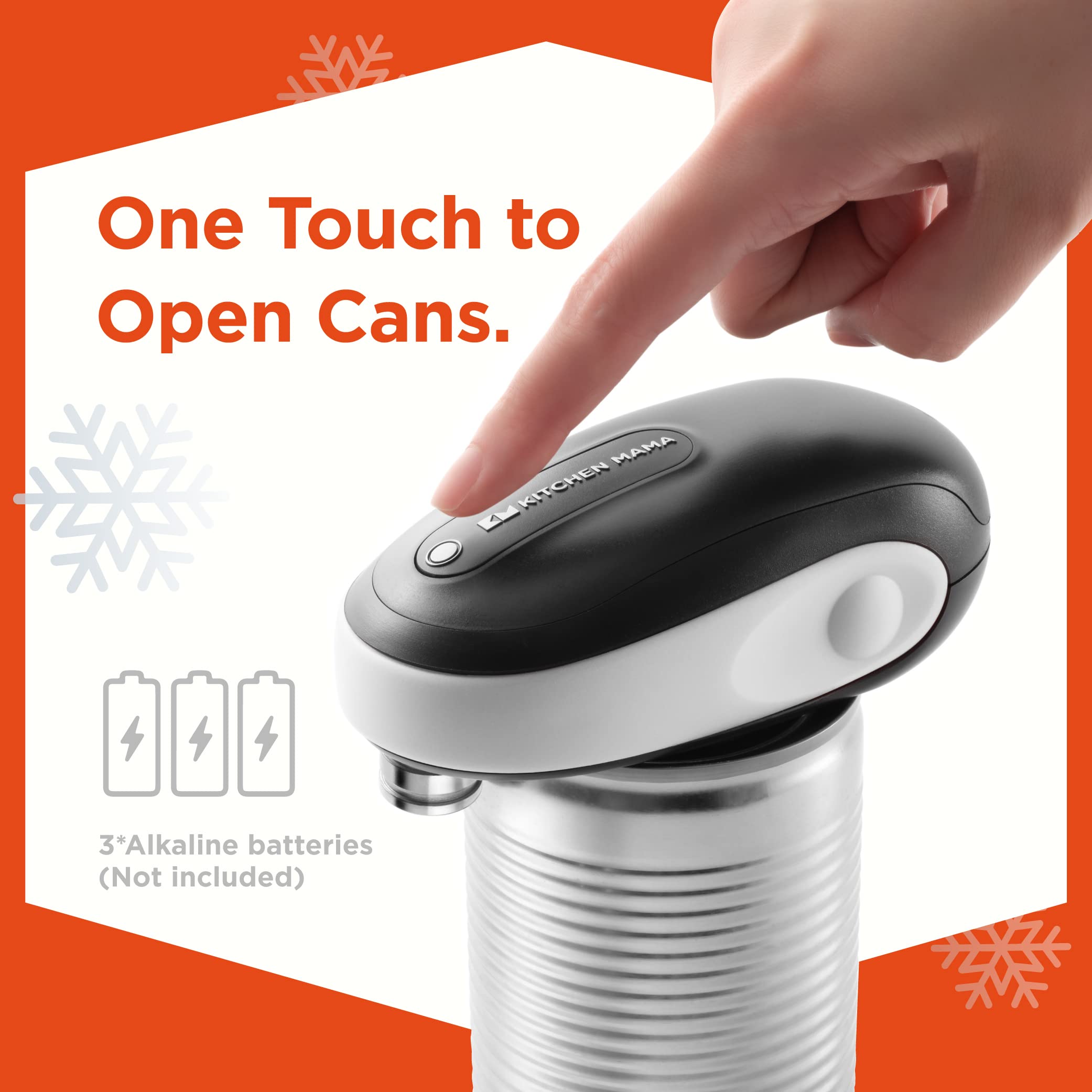 Kitchen Mama Infinite Openings Collection: One-To-Go Series, Patented Titled Blade Opens Any Can Shape, Smooth Edge, and Epic One Opener: Magnetic, Opens Bottle, Beer, Pull Tab Cans, and Jars (White)