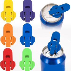 Assorted Soda Can Cover & Tab Opener Set (6 Pack) – Plastic Can Covers to Open & Keep Drinks Carbonated & Bug-Free