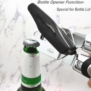 TOPV 2022 New Professional Can Bottle Opener,Manual Openers, Manual Safety Smooth Edge Opener, Anti-slip Hand Grip Quick Opening Tool, with Large Turn Knob, Easy Hanging Design, Black, 7.5x3x2 inches