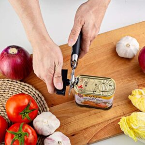 REEVOO Can Opener, Manual Can Opener, 4-in-1 Can Opener Handheld with Professional Stainless Steel Sharp Blade Safe Cover, for Beer/Tin/Bottle, Big Turning Knob Soft Handle Easy To Use