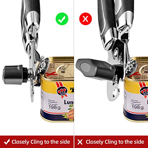 REEVOO Can Opener, Manual Can Opener, 4-in-1 Can Opener Handheld with Professional Stainless Steel Sharp Blade Safe Cover, for Beer/Tin/Bottle, Big Turning Knob Soft Handle Easy To Use