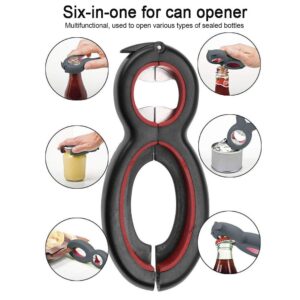Manual Can Opener, 2Pcs 6‑In‑1 Can Opener Simple Multifunctional Bottle Opener Kitchen Handheld Gadgets For Travel Picnic