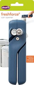 chef'n freshforce compact can opener, stainless steel, blue