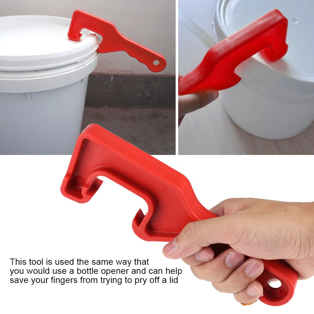 Plastic Paint Bucket Can Lid Pail Opener Opening Tool For Home Office Garage(Red)
