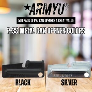 ARMYU P-38 Metal Can Openers Steel Army Style P38 Mil-J-0837 Compact Travel Size, Silver (500 Pack)