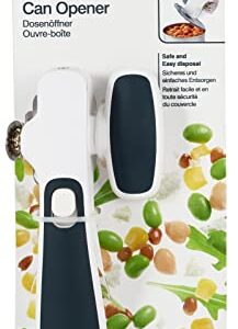 Zyliss E930043 Can Opener Lock and Lift, Plastic/Stainless Steel, White/Grey, Manual Tin Opener, Safe and Easy Lid Removal/Disposal, Lock and Unlock Safety, Dishwasher Safe