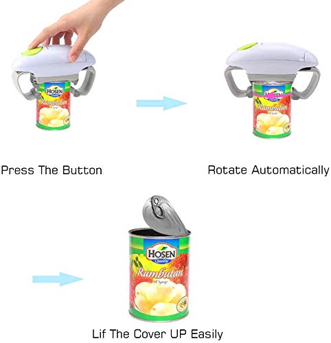 Automatic Jar Opener, One Touch Electric Can Opener, Adjustable Easy Can Tin Open Tool, Ideal for Seniors People Suffering From Arthritis, White