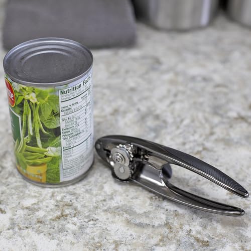 Home Basics Nova Collection Zinc Can Opener, Food Grade, Ultra Sharp Cutting Tool with Smooth Grip, Easy to Use, Store and Clean, Black Onyx