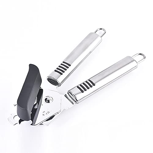 3-in-1 Can Opener Manual Stainless Steel ，Durable Food Safe Cut Multifunctional Kitchen Accessories，Smooth Edge，Heavy Duty Can Opener，with Non-Slip Handle for Elderly with Arthritis (Silver)