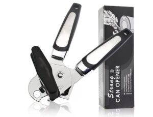 stainless steel handheld manual can opener, portable, heavy duty, multi purpose, premium smooth edge for home kitchen & restaurants
