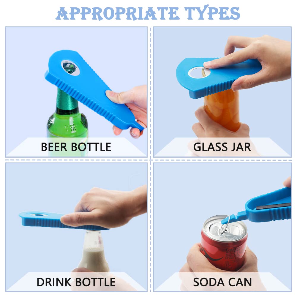 3in1 Bottle Opener for Twist-Off Type Caps - Opener for Water Bottles, Small Jars, Soda Bottles, Juice Bottles, Jar Opener, Beer Opener, Jam Opener with Adhesive Hooks for Weak and Arthritic Hands